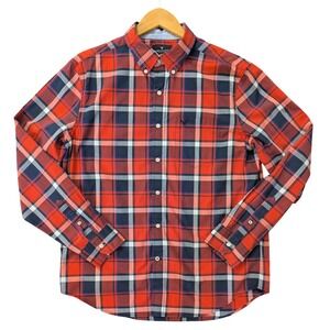 American Eagle Outfitters Mens Plaid Button Down Shirt Classic Navy Red Large